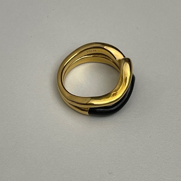 Missoma SQUIGGLE CURVE TWO TONE ENAMEL STACKING RING 18k gold plated women ring - Picture 5 of 9